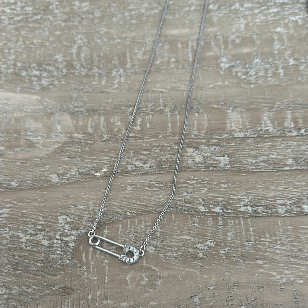 Melinda Maria Silver Safety Pin Necklace